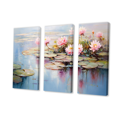 Bleu et vert Monets Lake Reflections 5 - lac, art mural