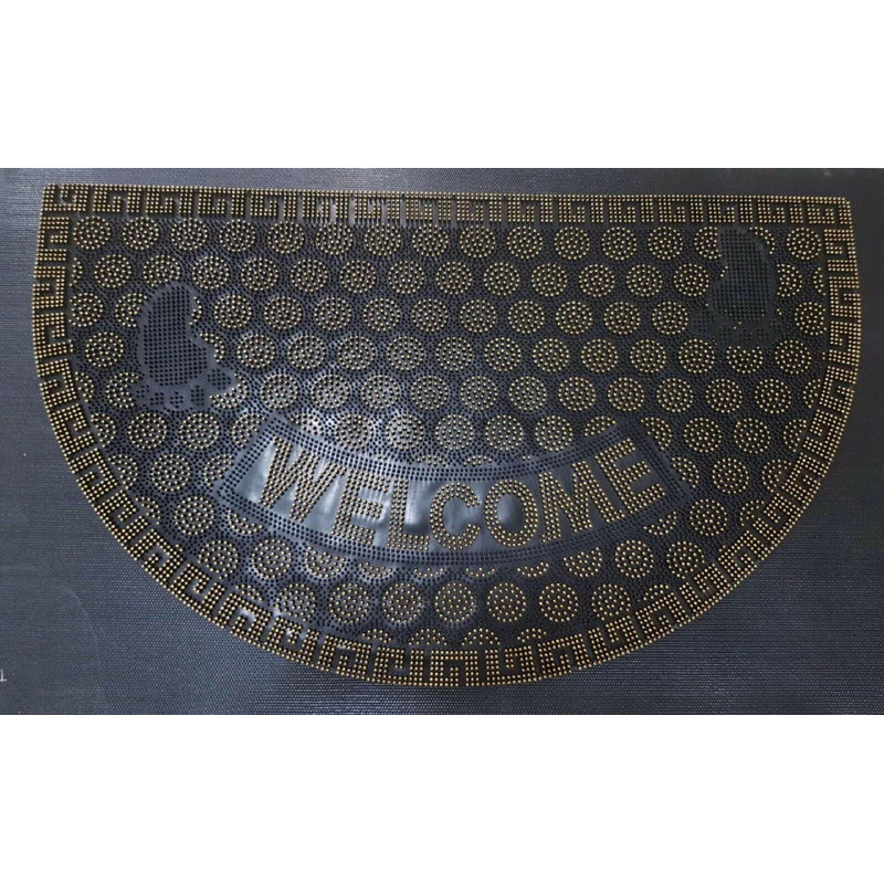 Treanor Non-Slip Christmas Indoor Doormat, Black/Gold