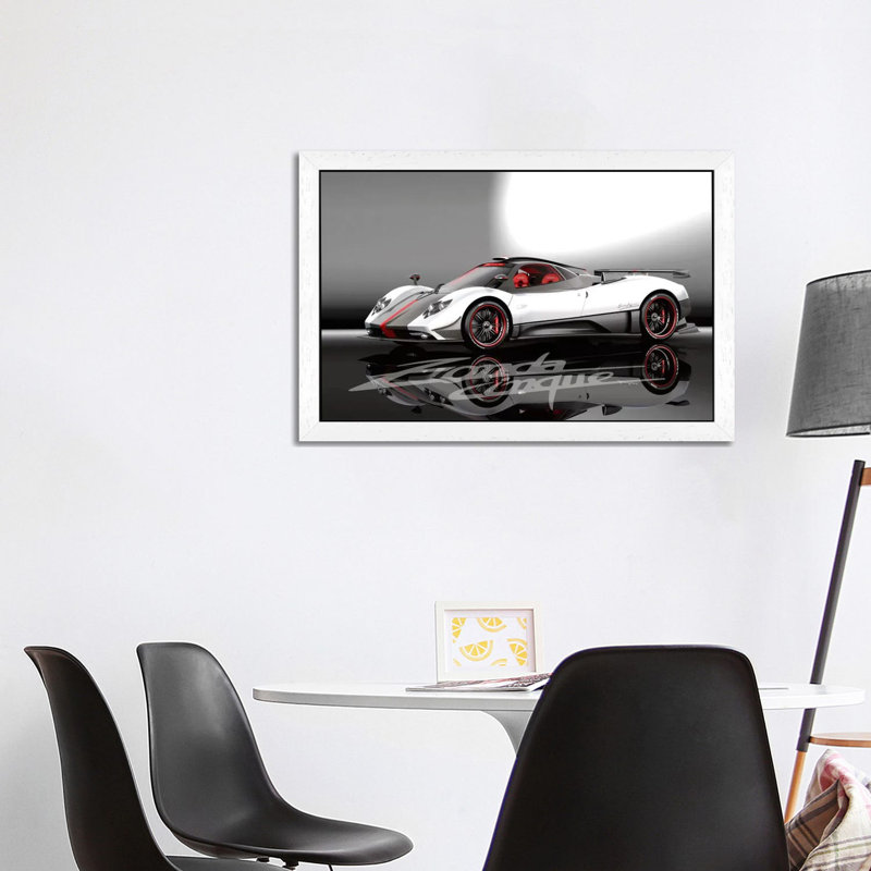 Pagani Zonda Cinque - Print on Canvas, 101.6 cm H x 66.04 cm W, White Framed