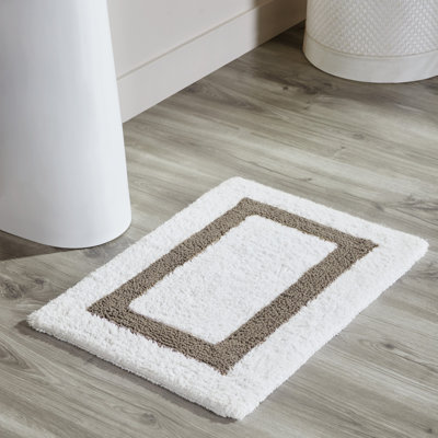 Widman 100% Cotton Tufted Reversible Bath Rug Super Absorbent, Machine Washable Bathroom Rug