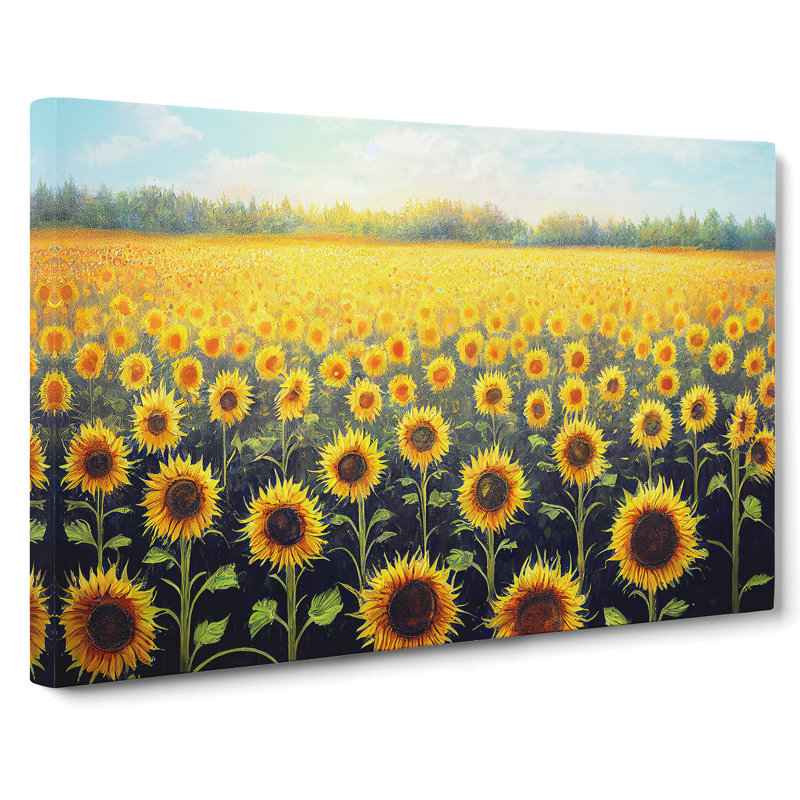 A Delightful Sunflower Field - Wrapped Canvas, 35cm H x 50cm W x 3cm D