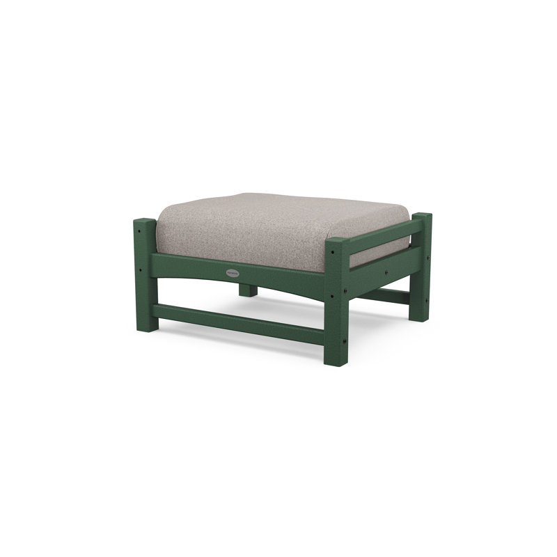 Repose-pieds Club, Structure verte / coussin en tweed vieilli