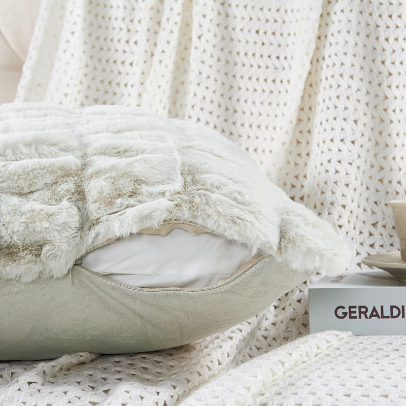Shar Pei Square Faux Fur Pillow Cover, Moonbeam