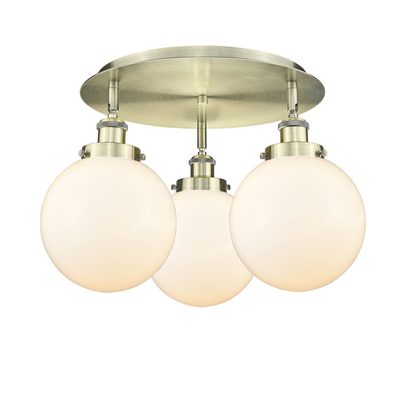 Plafonnier semi-encastré en verre Alvi, Blanc mat, Laiton antique