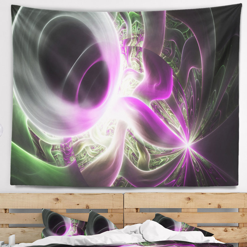Motifs abstraits mauve clair sur tapisserie noire, H 50 po x l 60 po