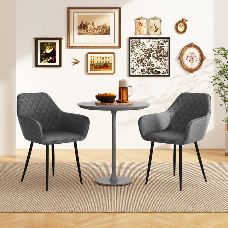51cm H Upholstered Metal Armchair in Grey
