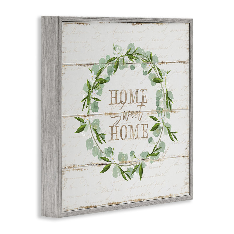 Motif de planche rustique Sweet Home Greeting Eucalyptus - art textuel sur toile, Estampe numérique Farmhouse