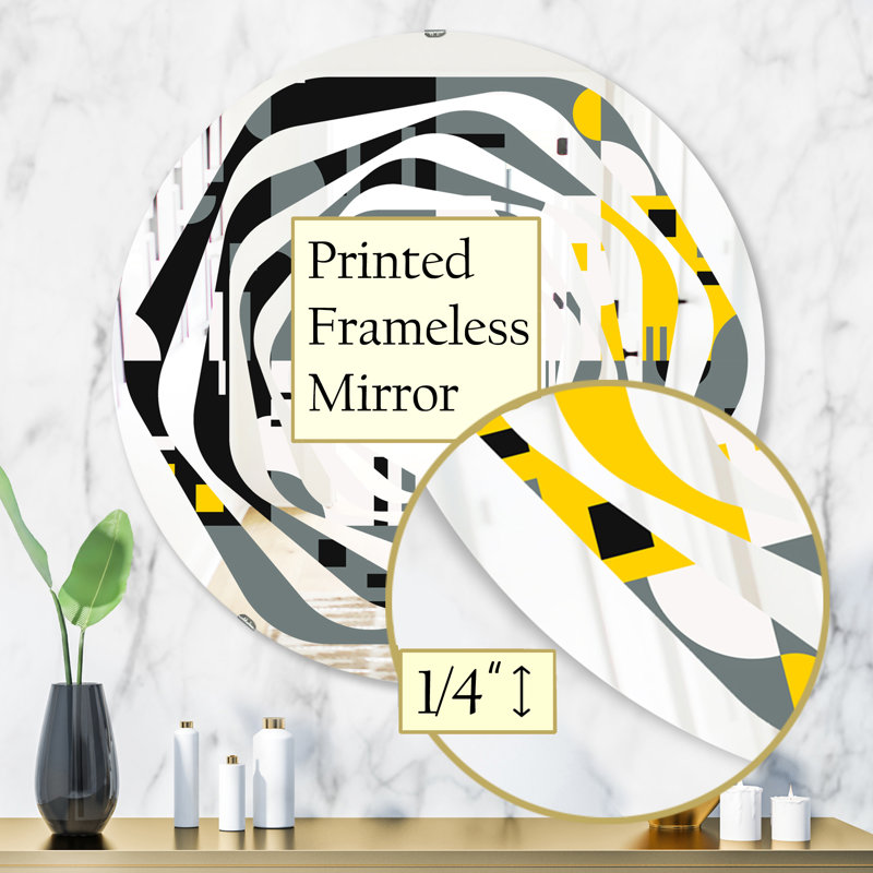Miroir mural à motif moderne sans cadre, H 31,5 po x l 31,5 po, Papillons de l'espace dessinés à la main