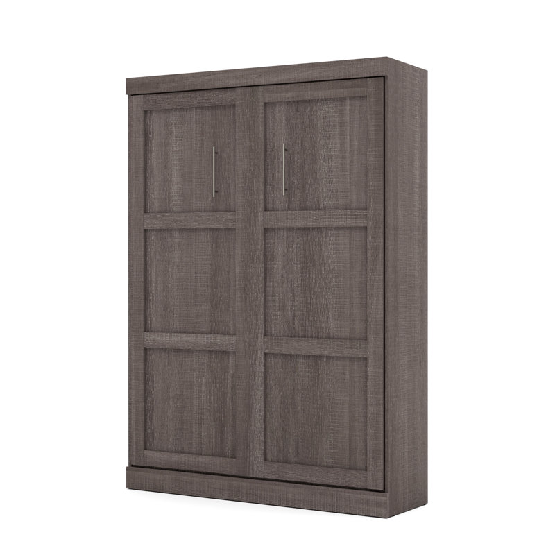 Arlex Murphy Bed and 2 Shelving Units, 115-inch Space-Saving Wall Bed with Storage, Bark Gray, Queen