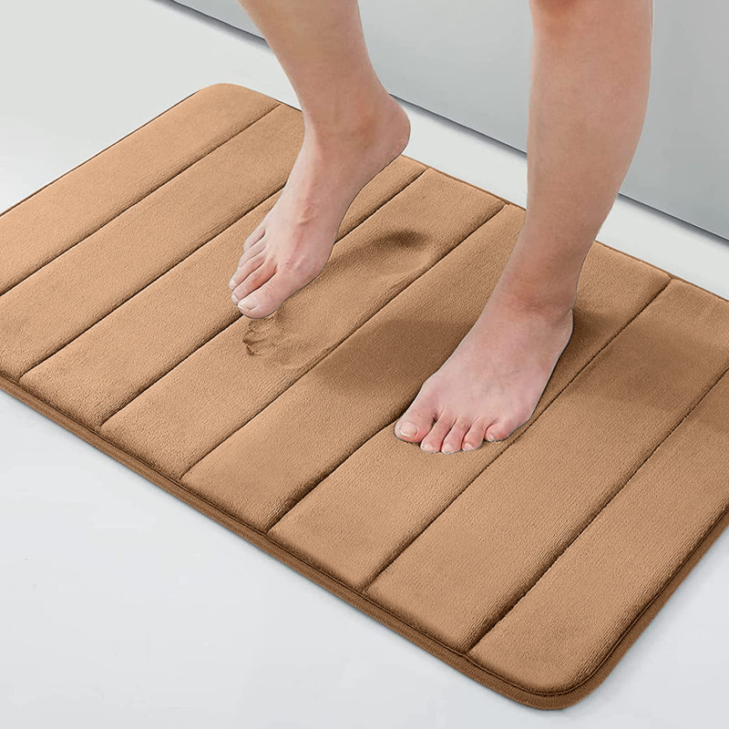 Mylhana Memory Foam Bath Mat - Non Slip Super Absorbent & Quick Dry Anti-Bacterial, Beige, 40cm W x 60cm L