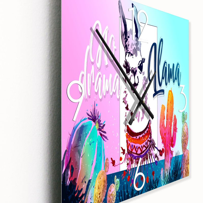 No Drama Llama - Horloge murale pour enfants, Moyen