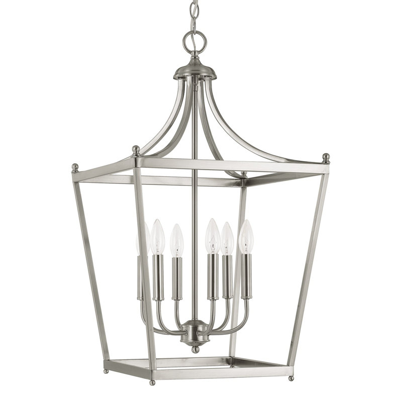 Lustre géométrique à 6 lumières, Nickel brossé