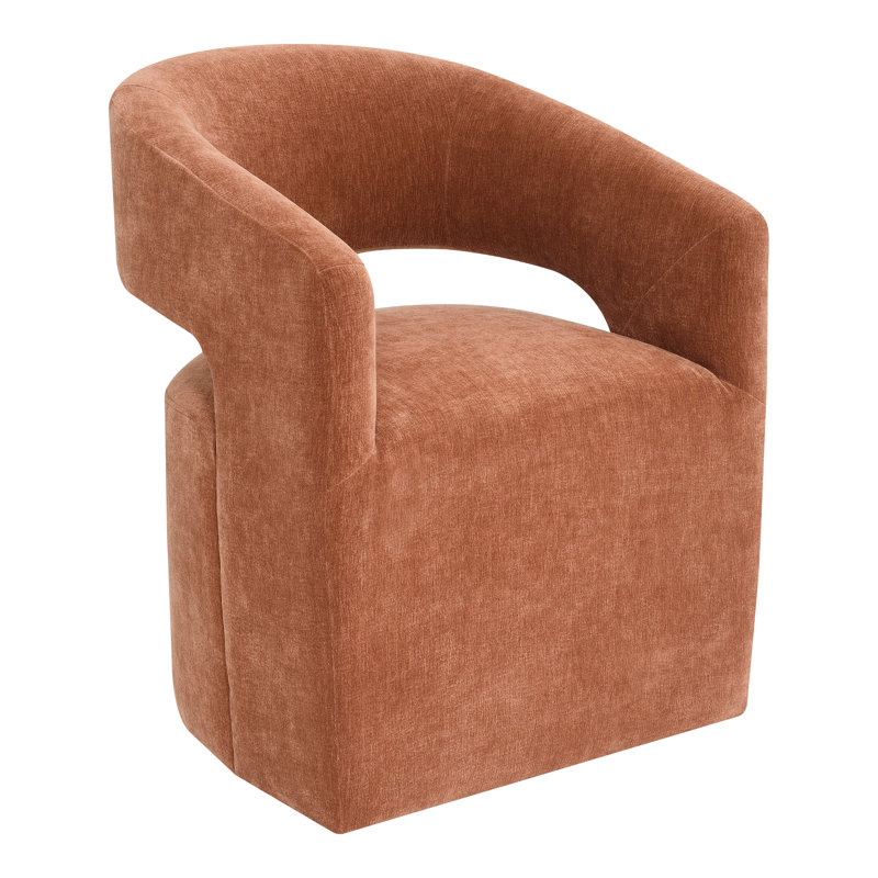 Roya Barrel-Back Dining Chair With Casters, Orange