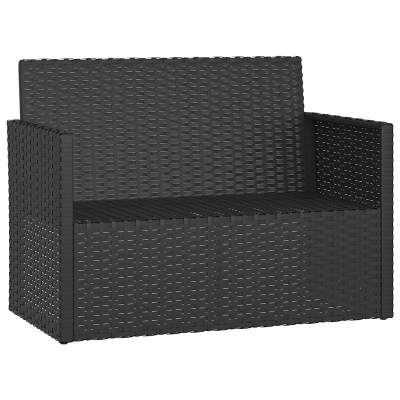 Banc de patio avec coussins en poly rotin 41,3 po, Noir, Blanc crème
