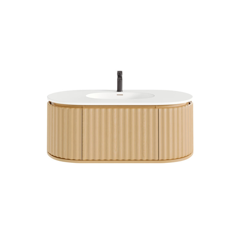 Meuble-lavabo simple 39 po Haven, Naturel, Blanc