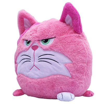 Hangry Petz: Lucy Pink Cat - peluche animal de 12 po, ventre pressé pour les sons, expression affamée et affamée, visage brodé, compagnon rond doux, enfants