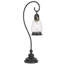 Lampe de table, style lanterne rétro, abat-jour en verre bullé, métal noir 32 po