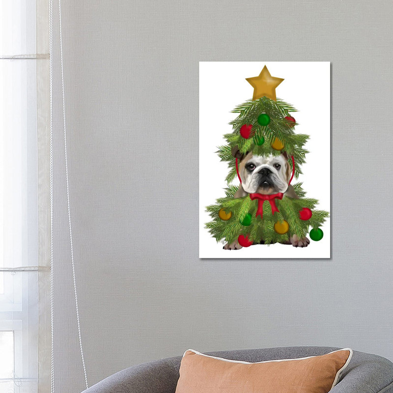 English Bulldog, Christmas Tree Costume by Fab Funky - Wrapped Canvas Painting, 66.04 cm H x 45.72 cm W