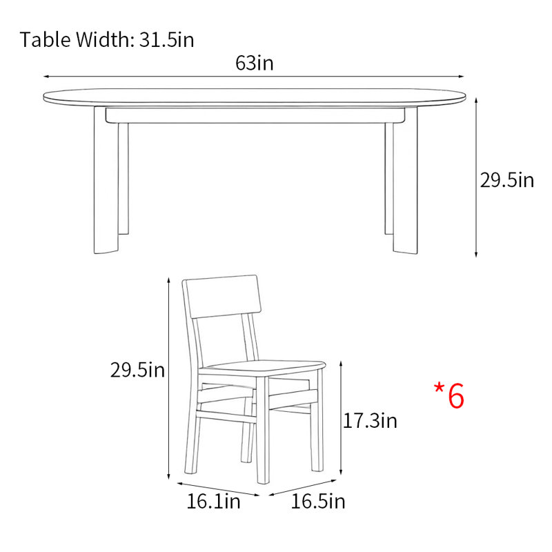 Modern simple household oval dining table sets, 29.5"H x 63"L x 31.5"W