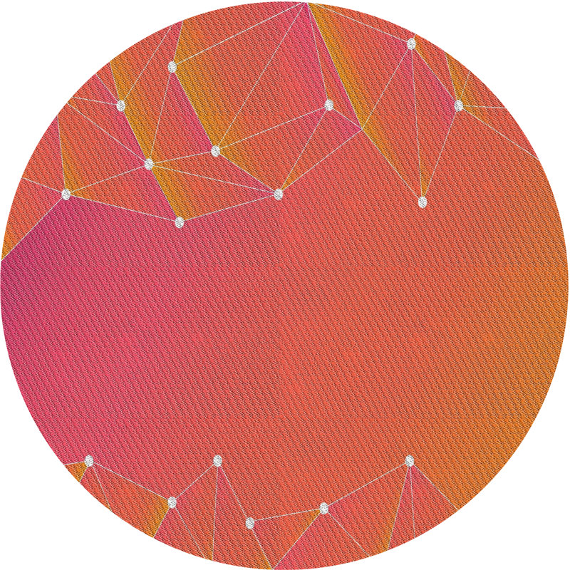 Tapis abstrait rose / jaune, Rond 6 pi