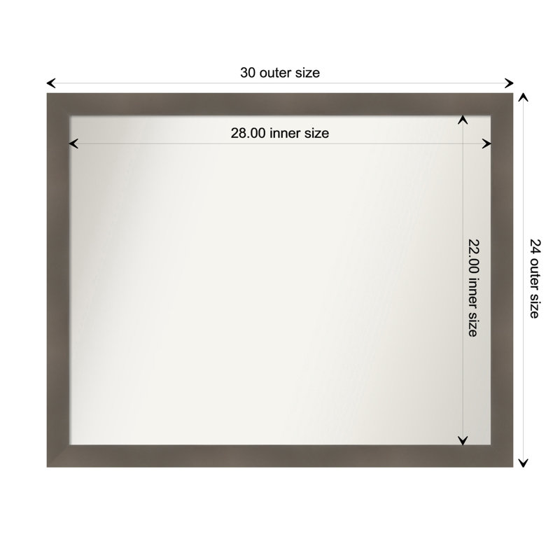 Miroir Jerlyn, Rectangle, Gris argile, 24,5 po x 30,5 po