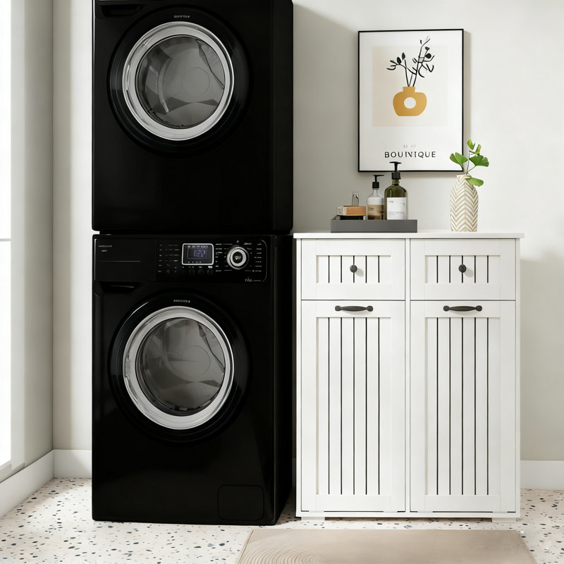 2-Drawer Split Laundry Cabinet With Removable Laundry Baskets