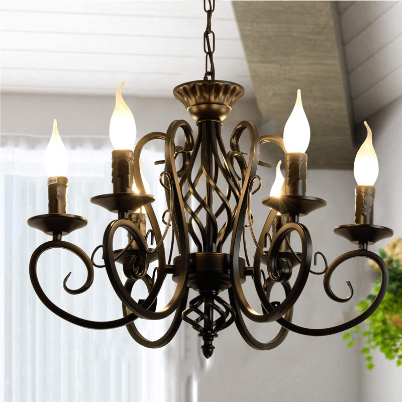Dirksen 6-Light Candle Style Chandelier, Black