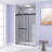 44-48 "W X 74" H Frameless Double Sliding Shower Door, 5/16 "(8Mm) Tempered Glass, Explosion Proof Film, Stainless Steel Handle, Square Tube Track, Matte Black-123424583