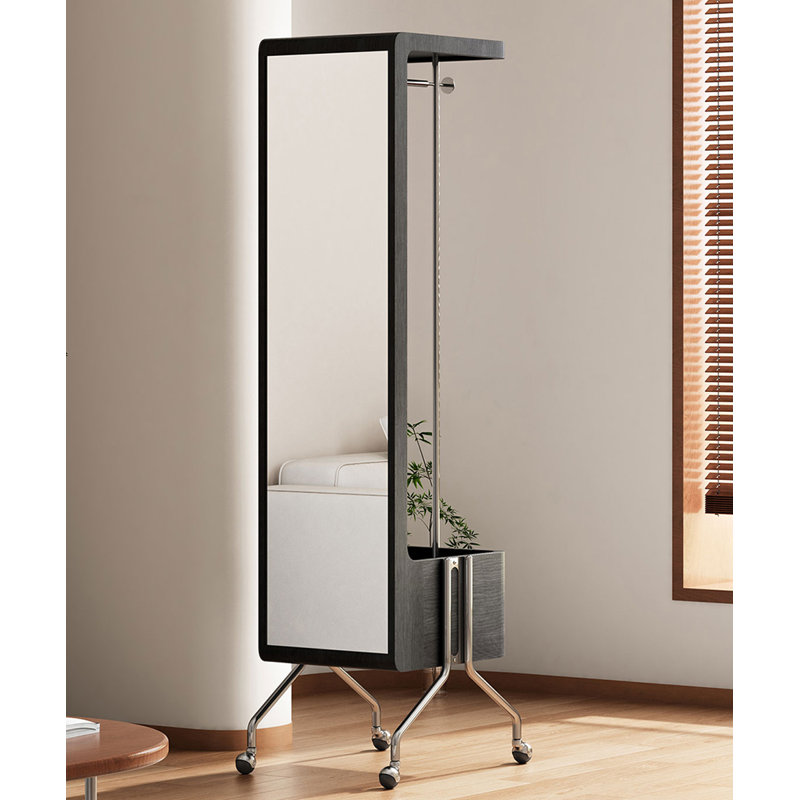 Miroir pleine grandeur rectangulaire en acier inoxydable, Noir