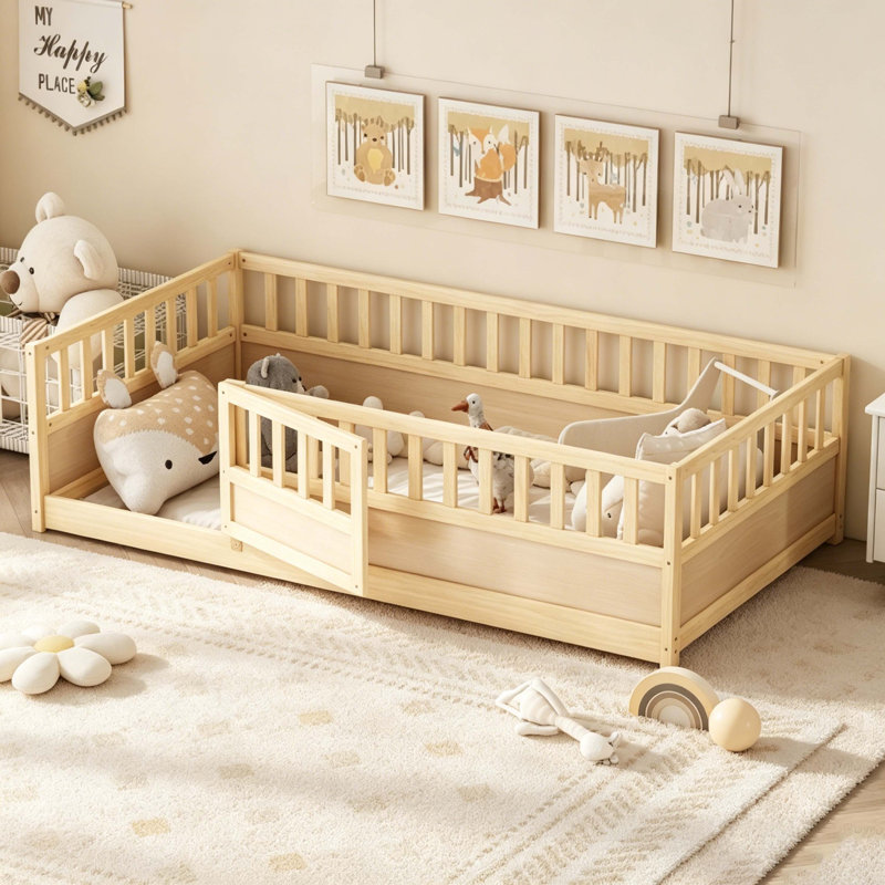 Lit simple simple Montessori, Lit simple, Bois naturel