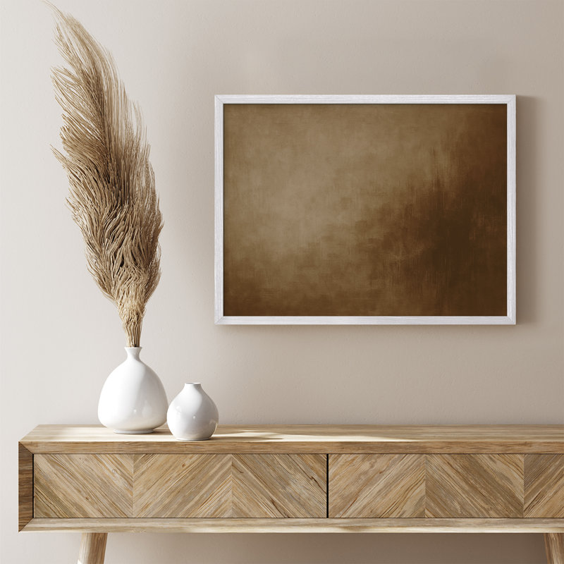 Reproduction d'art encadré abstrait chaleureux et neutre, impression d'art moderne aux tons de brun doux pour une décoration intérieure confortable