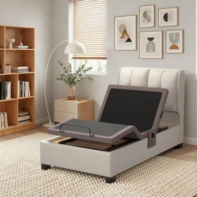 Structure de lit réglable avec télécommande sans fil, lit électrique avec inclinaison de la tête et des pieds, mode zéro dégagement et zéro gravité, 4 ports USB, éclairage sous le lit et 4 options de hauteur