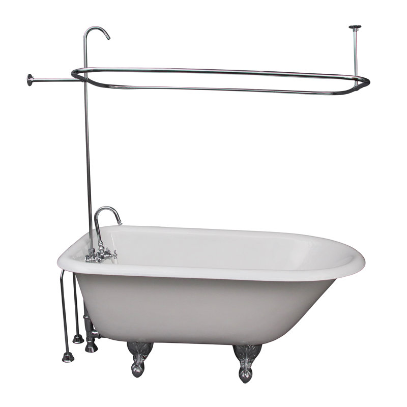 Antonio 54'' x 30.13'' Freestanding Soaking Cast Iron Bathtub with Faucet