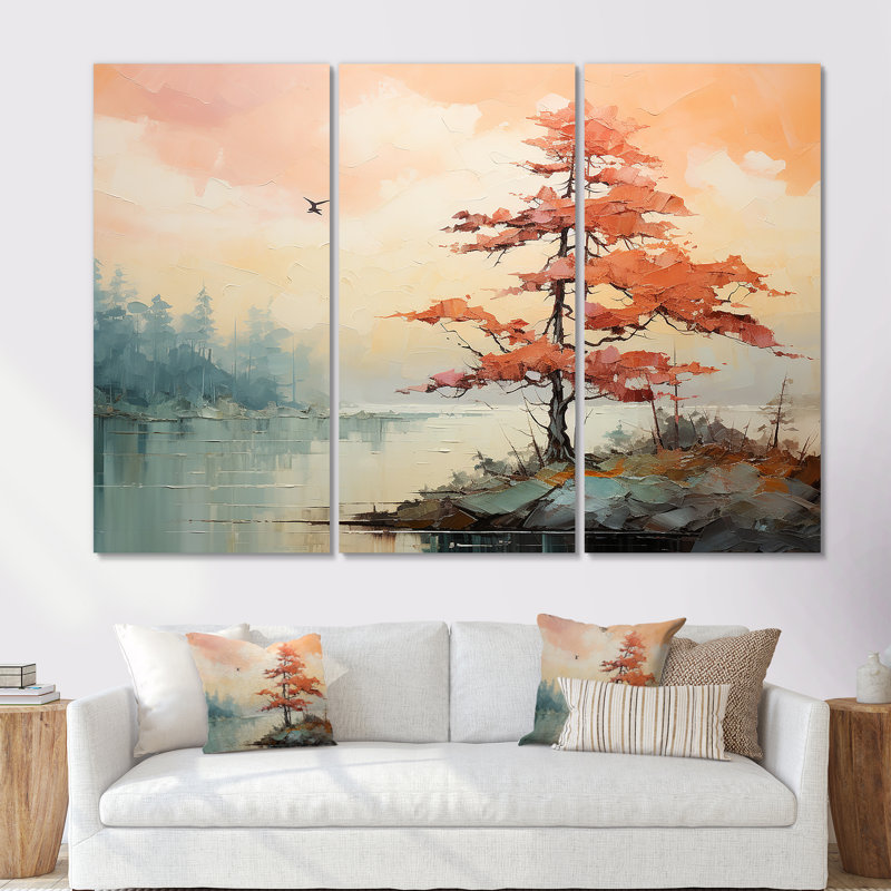 «Expressionist Vibrance Of Raimbow Tree II», ensemble d'art mural sur toile arbre séquoia, Toile tendue