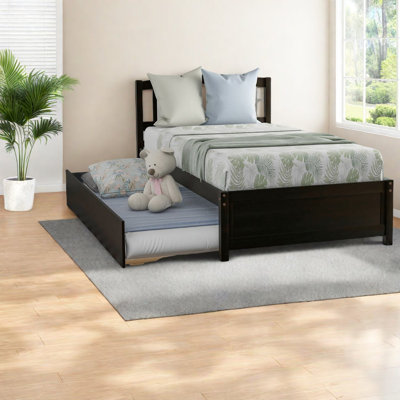 Lit simple en bois avec gigogne espresso peu encombrant