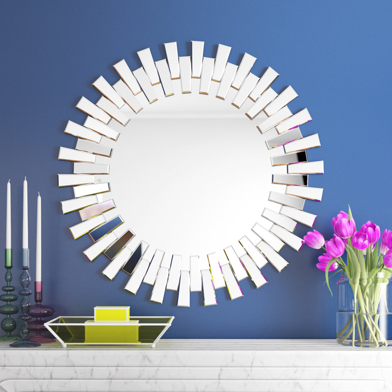 Joaquin Wood Flat Wall Mirror, 90cm H x 90cm W