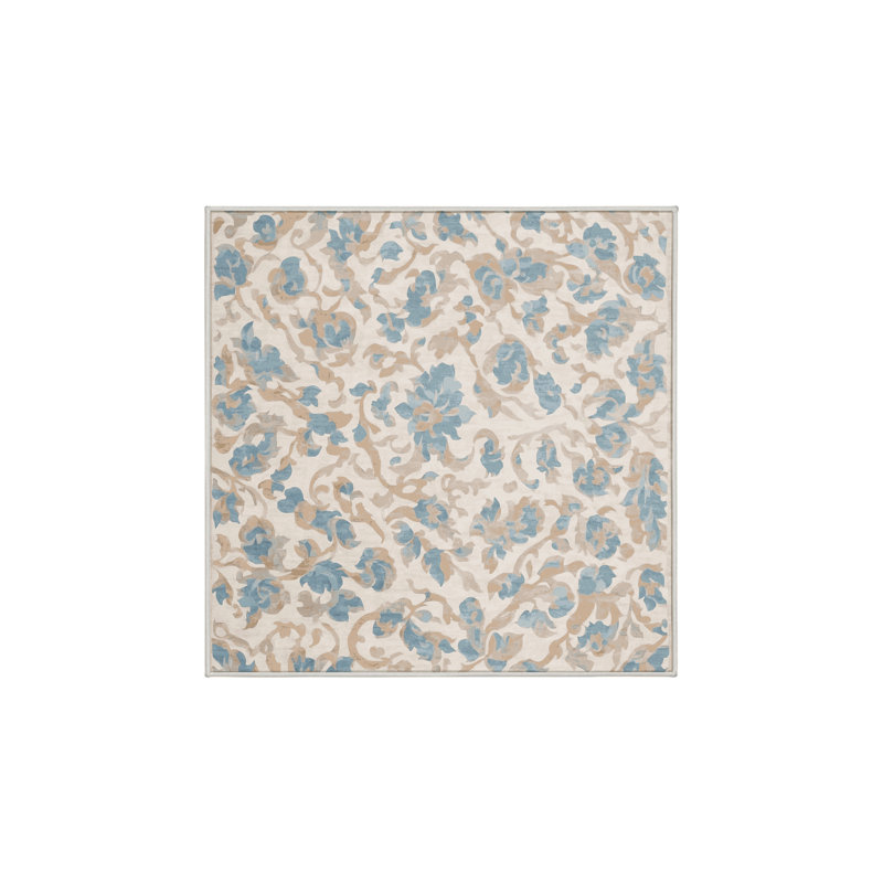 Machine Washable Beige Area Rug, Square 4'