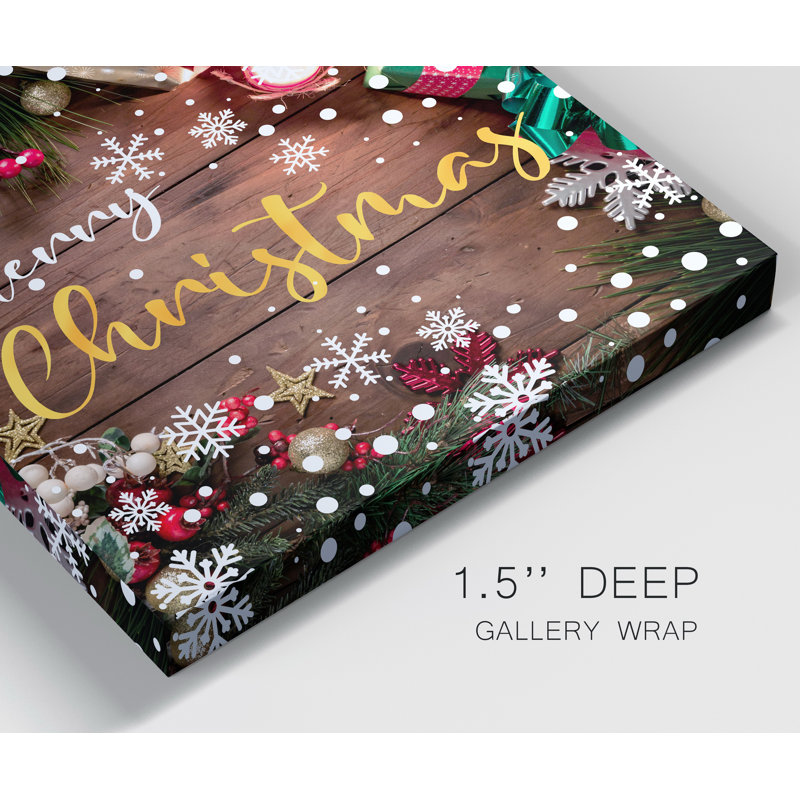 «Chrsitmas Wood Fond II», reproduction d'art textuel sur toile tendue, H 10 po x l 10 po x P 1,5 po