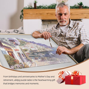 1500 Pieces 2-in-1 Tilting & Rotating Puzzle Board for Adults Gifts, Wooden Jigsaw Puzzle Table with 4 Drawers, Portable Board with Lazy Susan and Cover, 25.2" x 34.2"