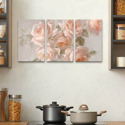 Ensemble de 3 panneaux d'art mural - Danhui Nai «A Sprig of Roses I», art mural sur toile pour le salon, la chambre à coucher ou le bureau par Trademark Fine Art