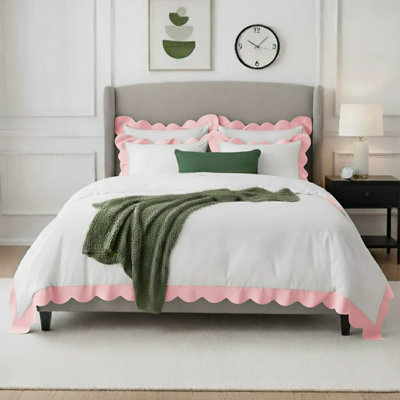 Wavy Applique Embroidery Cotton Duvet Cover Set