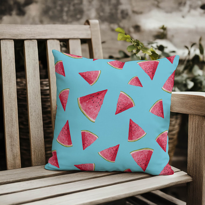 Summer Melon Outdoor Pillow, Square 18"H x 18"W, Turquoise