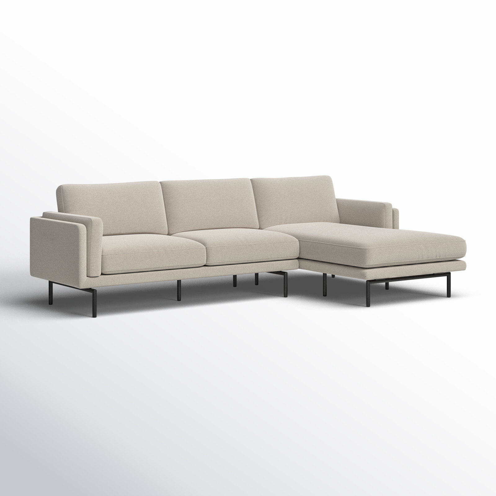 Elenora Upholstered Chaise L-Sectional, Beige Performance