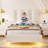 Upholstered Floating Bed With LED Lights, Charging Port,Adjustable Headboard-1357431588-1346337845
