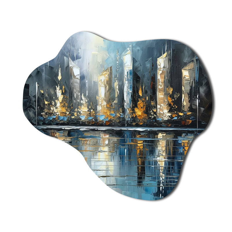 «Abstract City Skyline3», reproduction d'art mural en métal asymétrique, H 28 po x l 25 po