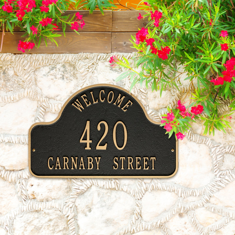 3-Line Wall Address Plaque, Black/Gold, Yes