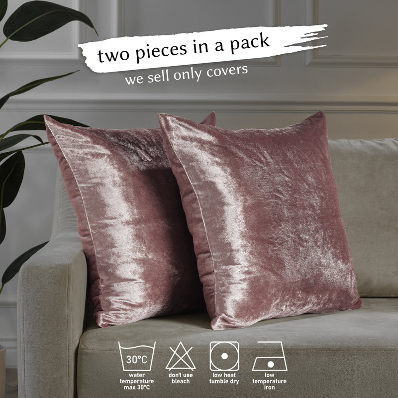Shiny Velvet Pillow Cover, 12"H x 12"W, Square, Sangria