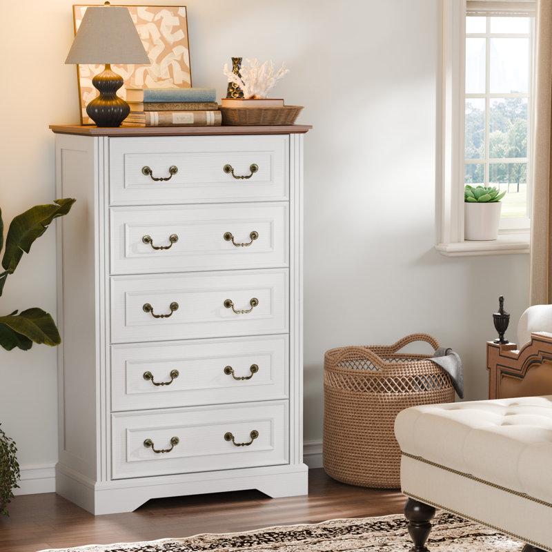 Guilarte 5-Drawer Manufactured Wood Dresser, White