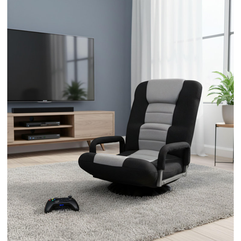Multifunctional Lumbar Support Rocking Chair, 360° Rotating And Foldable, Black And Gray Color Scheme, Adjustable Armrests And Backrest, Suitable For Various Scenarios.