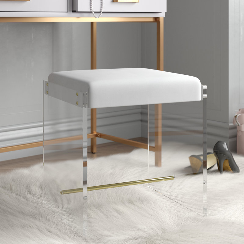 Rainer 16.5" W Acrylic Vanity Stool with Metal Footrest